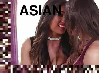 asiático, transexual, anal, chupando