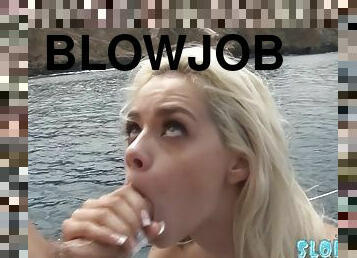 Elsa Jean enjoys a nice day of boating and blowing male stick