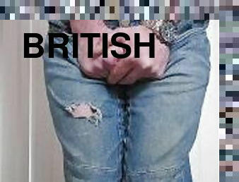 pisser, amateur, culotte, britannique, fétiche, solo, jeans