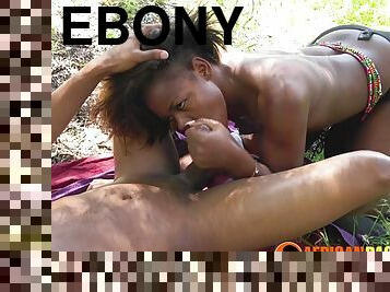 Cheated ebony make up sex in the park