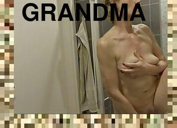 baignade, grand-mère, masturbation, granny, pornstar, blonde