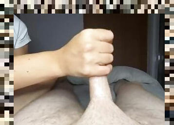 Gave my Stepbrother his first footjob with a plug in my ass
