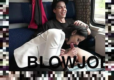 Foursome Sex in the train with swingers