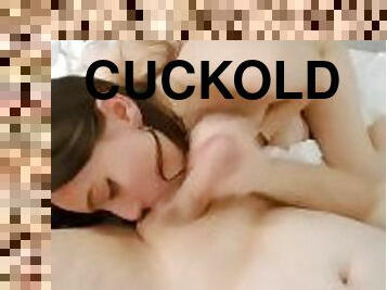 HE CUMS two times. Cuckold Monelil give a sloppy blowjob to a friend … we share love