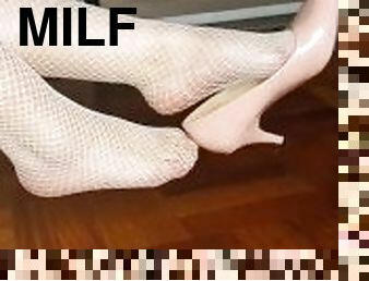 milf, latina, pieds, bas, blanc, domination, femme-dominatrice, taquinerie