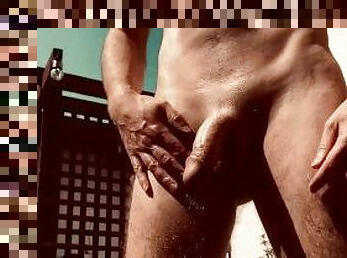 mastubasi, orgasme, amatir, cumshot-keluarnya-sperma, penis-besar, sperma, seorang-diri, kebun, penis