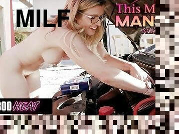 Cory Chase Changes Her Car Filter In the Buff