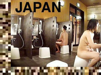 asiático, bañando, peluda, público, japonés, cámara, voyeur, ducha