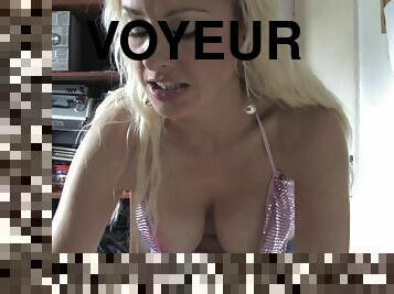 gros-nichons, maman, cam, voyeur, blonde, solo