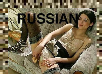 mastürbasyon-masturbation, rus, amatör, uzun-çoraplar, kadın-iç-çamaşırı, yapay-erkeklik-organı