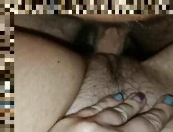 hard frontal fuck with genital view and female masturbation