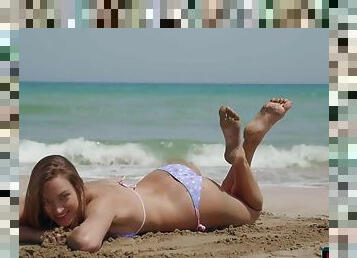 Nicole Fox - Russian Beauty Babe Striptease On The Beach