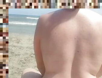 cul, levrette, nudiste, en-plein-air, public, chatte-pussy, femme, amateur, hardcore, plage