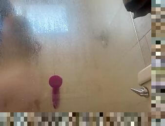 Big tits big booty shower masturbation with dildo