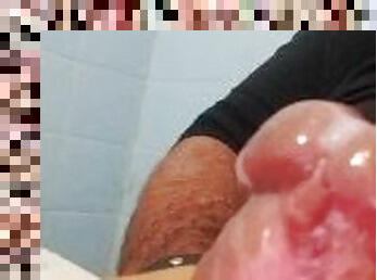 mastubasi, amatir, dewasa, homo, handjob-seks-dengan-tangan-wanita-pada-penis-laki-laki, sperma, seorang-diri, susu, penis