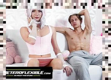 HETEROFLEXIBLE - Pretty Gamer Femboy Sam Ledger's Hole Is Destroyed By Roommate Leo Louis' HUGE Dick