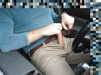 masturbation, public, amateur, gay, voiture, secousses, solo, musclé, jeans, bite