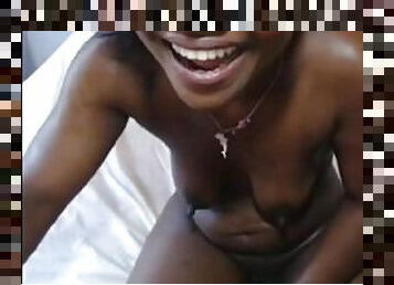 Hot ebony girl squirt while watching porn
