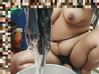 Indian House Wife Bathing Outside With Sex