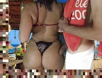 Dick Flashing  Unknown Milf liked my Dick on her Big Hips as we Danced Together on Beach !