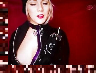 blond, latex, femdom, läder, retande