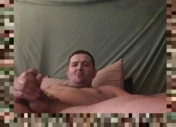 Home alone just having fun stroking my cock til I cum hard