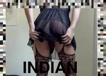 Indian sissy in lingerie showing ass