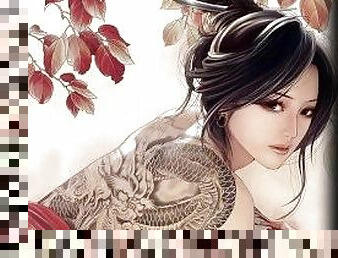 asiatisk, japansk, vintage, thailändsk, anime, fantasi, hentai, ensam, kinesisk, tatuering