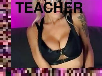 Teacher makes student cum on her face JOI