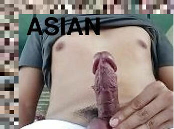 asiatique, énorme, masturbation, branlette, mignonne, solo
