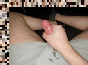 Lubed up cock explodes!