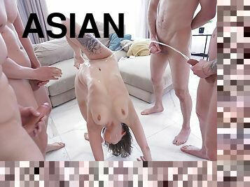 asiatisk, store-patter, tissende, fisse-pussy, mager, anal, udløsning, kæmpestor-pik, teenager, hardcore