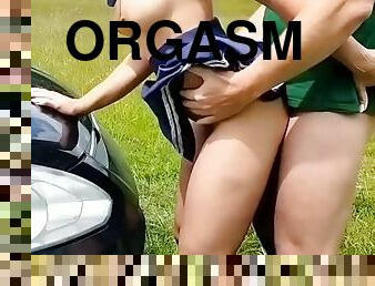 orgasme, en-plein-air, public, ejaculation-sur-le-corps, hardcore, voiture, pappounet, sucer