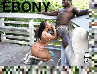 Ebony plays energized with this big black cock in supreme outdoor POV