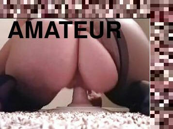 cul, grosse, chatte-pussy, amateur, belle-femme-ronde, chevauchement, gode, bout-a-bout, solo, blanc