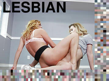 Lesbian sex on the floor by Krissy Lynn and Aubrey Sinclair