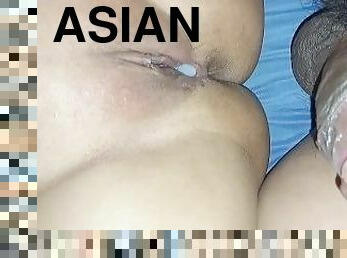 asiatisk, amatör, brudar, cumshot, creampie, smutsig, sprut, filipinsk