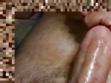 Stroking a big meaty cock