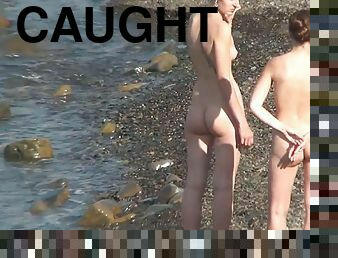 Babes caught nude at the beach