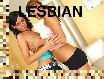 Cute teen lesbian kisses