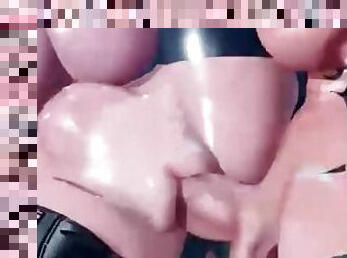 asiático, culo, tetas-grandes, enorme, anal, chorro-de-corrida, lesbiana, anime, hentai, 3d