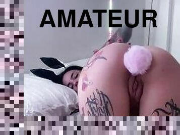 gros-nichons, chatte-pussy, amateur, anal, jouet, point-de-vue, bout-a-bout, petite, brunette, tatouage