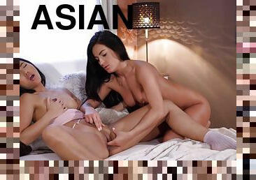 asiatisk, fisse-pussy, skønheder, lesbisk, fingering, thailænder, kæreste-kvindlig, soveværelse, smuk, oral