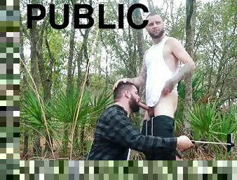 en-plein-air, public, fellation, gay, cam, voyeur, joufflue, pute, attrapée, exhibitionniste