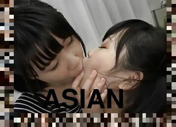 asiatique, amateur, ados, baisers
