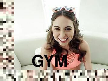 Sweet riley reid standing in sixty nine items in her gym buddy