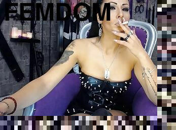 câmara, vigia, latex, fumando, amante, domínio-feminino