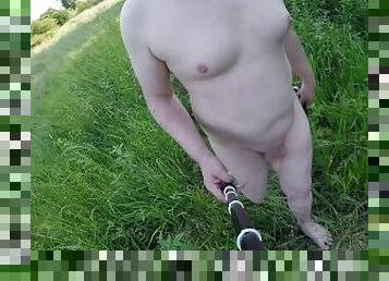 masturbation, en-plein-air, public, ejaculation-sur-le-corps, gay, joufflue, exhibitionniste