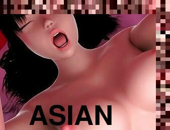 Sexy Asian 3D model is fucking in doggy pose