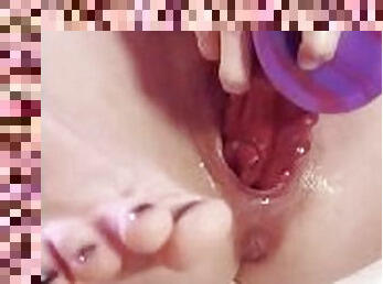 dildo monster inside my pussy! Riding a dildo and fucking my pussy with dildo monster